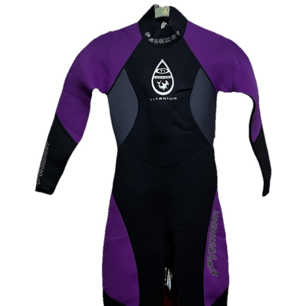 Purple and Black scuba suit Swimwear with Full-Length Design